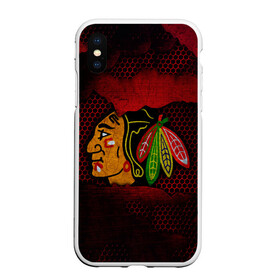 Чехол для iPhone XS Max матовый с принтом CHICAGO NHL в Рязани, Силикон | Область печати: задняя сторона чехла, без боковых панелей | blackhawks | chicago | iron | logo | nhl | red | sport | usa | блэкхоукс | железо | логотип | нхл | сетка | спорт | сша | хоккей | чикаго