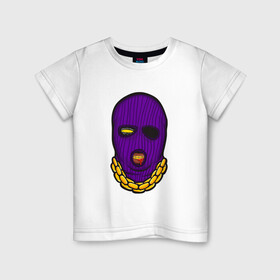 Детская футболка хлопок с принтом DaBaby Purple Mask в Рязани, 100% хлопок | круглый вырез горловины, полуприлегающий силуэт, длина до линии бедер | gangster | golden | mask | music | rappers