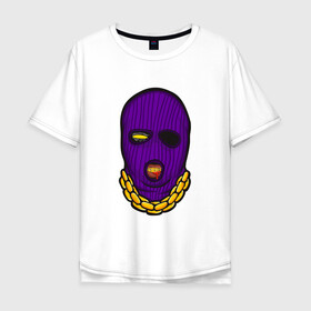 Мужская футболка хлопок Oversize с принтом DaBaby Purple Mask в Рязани, 100% хлопок | свободный крой, круглый ворот, “спинка” длиннее передней части | gangster | golden | mask | music | rappers