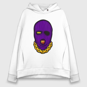 Женское худи Oversize хлопок с принтом DaBaby Purple Mask в Рязани, френч-терри — 70% хлопок, 30% полиэстер. Мягкий теплый начес внутри —100% хлопок | боковые карманы, эластичные манжеты и нижняя кромка, капюшон на магнитной кнопке | gangster | golden | mask | music | rappers