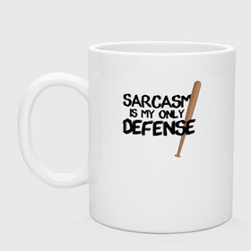 Кружка керамическая с принтом Sarcasm is my only defense в Рязани, керамика | объем — 330 мл, диаметр — 80 мм. Принт наносится на бока кружки, можно сделать два разных изображения | alpha | beta | derek | derek hale | omega | scott | scott mccall | serial | stiles | stiles stilinski | teen wolf | wolf | бета | волк | волки | волчонок | дерек | дерек хейл | оборотень | оборотни | ольфа | омега | сериал | скотт | скотт макколл | стайлз