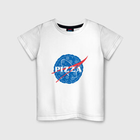 Детская футболка хлопок с принтом NASA Pizza в Рязани, 100% хлопок | круглый вырез горловины, полуприлегающий силуэт, длина до линии бедер | mars | moon | nasa | астероид | астронавт | астрономия | вселенная | гагарин | галактика | земля | илон | комета | космонавт | космос | луна | марс | маск | наса | небо | нло | пицца | планета | пришелец | ракета