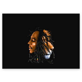 Поздравительная открытка с принтом БОБ МАРЛИ в Рязани, 100% бумага | плотность бумаги 280 г/м2, матовая, на обратной стороне линовка и место для марки
 | Тематика изображения на принте: bob | face | jamaica | lion | marley | reggae | боб | дреды | лев | лицо | марли | музыка | портрет | регги | ямайка
