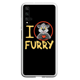 Чехол для Honor 20 с принтом I love furry в Рязани, Силикон | Область печати: задняя сторона чехла, без боковых панелей | furry | i love furry | антропоморфные животные | волк | зверь | люди   животные | сердце | фурри | я люблю фурри