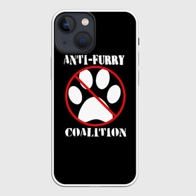 Чехол для iPhone 13 mini с принтом Anti Furry coalition в Рязани,  |  | anti furry | coalition | furry | антифурри | антропоморфные животные | запрет | зверь | знак | коалиция | фурри | человек животные