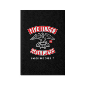 Обложка для паспорта матовая кожа с принтом Five Finger Death Punch (5FDP) в Рязани, натуральная матовая кожа | размер 19,3 х 13,7 см; прозрачные пластиковые крепления | 5fdp | america | death | ffdp | finger | five | hard | metal | music | punch | rock | skull | states | united | usa | америка | метал | музыка | рок | сша | хард | череп