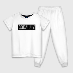 Детская пижама хлопок с принтом SODA LUV в Рязани, 100% хлопок |  брюки и футболка прямого кроя, без карманов, на брюках мягкая резинка на поясе и по низу штанин
 | Тематика изображения на принте: luv | mayot | melon | music | og buda | seemee | soda | sodaluv | бигасс | коми | лав | лого | логотип | лув | мелон | сода