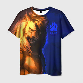 Мужская футболка 3D с принтом Furry lion в Рязани, 100% полиэфир | прямой крой, круглый вырез горловины, длина до линии бедер | furry | lion | антропоморфные животные | лев | люди животные | разбойник | фурри | фурри фэндом