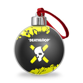 Ёлочный шар с принтом Deathloop - Paint в Рязани, Пластик | Диаметр: 77 мм | death | deathloop | game | games | loop | paint | брызги | дэслуп | дэт | дэтлуп | знак | игра | игры | краска | лого | луп | мертвая | пелтя | символ