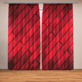 Фотошторы с принтом Red Boards Texture в Рязани, Блэкаут (светозащита 90%) / Габардин (светозащита 40% | 2 полотна шириной по 145 см; Высота 200-300 см; Крепление: шторная лента (на крючки); | attrition | boards | comic | dark | gloss | iron | light | metal | red | slabs | texture | wood | абстракция | глянец | дерево | доски | железо | картина | комикс | красный | линии | металл | паттерн | плиты | полосы | потертость | светлый