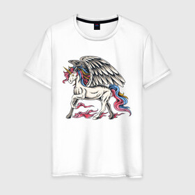 Мужская футболка хлопок с принтом Славный единорог в Рязани, 100% хлопок | прямой крой, круглый вырез горловины, длина до линии бедер, слегка спущенное плечо. | единорог | лошадь | пегас | пони | титаны