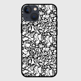 Чехол для iPhone 13 mini с принтом Абстрактная жидкость в Рязани,  |  | абстрактный | вода | геометрический | геометрия | дырки | жидкость | нейрографика | петли | плазма | пузыри | пятна | черно белый