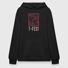 Худи SuperOversize хлопок с принтом T-FEST в Рязани, 70% хлопок, 30% полиэстер, мягкий начес внутри | карман-кенгуру, эластичная резинка на манжетах и по нижней кромке, двухслойный капюшон
 | 0372 | t fest | рэп | рэпер | т фест | ти фест | тифест | тфест