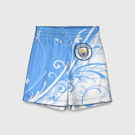Детские спортивные шорты 3D с принтом MANCHESTER CITY / МАНЧЕСТЕР в Рязани,  100% полиэстер
 | пояс оформлен широкой мягкой резинкой, ткань тянется
 | Тематика изображения на принте: fifa | football | man city | manchester city football club | sport | uefa | английская премьер лига | англия. | лига финал | манчестер сити | матч | спорт | уефа | финал | фифа | футбол | футбольный клуб