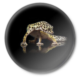Значок с принтом ЭУБЛЕФАР  EUBLEPHARIS в Рязани,  металл | круглая форма, металлическая застежка в виде булавки | tegunvteg | геккон | гекон | зублефар | леопардовый геккон | эу | эублефар | ящерица