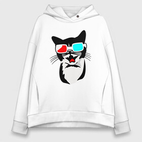 Женское худи Oversize хлопок с принтом 3D Cat в Рязани, френч-терри — 70% хлопок, 30% полиэстер. Мягкий теплый начес внутри —100% хлопок | боковые карманы, эластичные манжеты и нижняя кромка, капюшон на магнитной кнопке | animal | cat | cute | kitty | meow | друг | животные | киска | китти | кот | котенок | котик | котэ | кошечка | кошка | милый | мур | мяу | питомец