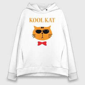 Женское худи Oversize хлопок с принтом Kool kat в Рязани, френч-терри — 70% хлопок, 30% полиэстер. Мягкий теплый начес внутри —100% хлопок | боковые карманы, эластичные манжеты и нижняя кромка, капюшон на магнитной кнопке | animal | cat | cute | kitty | meow | друг | животные | киска | китти | кот | котенок | котик | котэ | кошечка | кошка | милый | мур | мяу | питомец