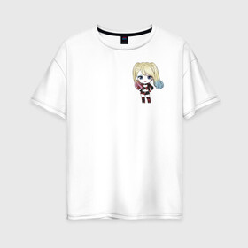 Женская футболка хлопок Oversize с принтом Cute Anime Harley Quinn в Рязани, 100% хлопок | свободный крой, круглый ворот, спущенный рукав, длина до линии бедер
 | anime | anime dc | dc | dc comics | harleen | harleen quinzel | harley | harley quinn | аниме | аниме харли квинн | диси | комиксы диси | харли | харли квинн | харлин | харлин квинзель