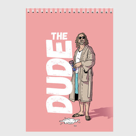 Скетчбук с принтом The Real Dude в Рязани, 100% бумага
 | 48 листов, плотность листов — 100 г/м2, плотность картонной обложки — 250 г/м2. Листы скреплены сверху удобной пружинной спиралью | big lebowski | donney | dude | lebowski | the big lebowski | the dude | walter | большой лебовски | лебовски | чувак