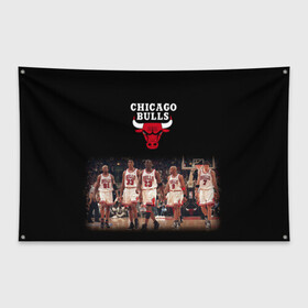 Флаг-баннер с принтом CHICAGO BULLS [3] в Рязани, 100% полиэстер | размер 67 х 109 см, плотность ткани — 95 г/м2; по краям флага есть четыре люверса для крепления | basketball | bulls | chicago | chicago bulls | jordan | nba | баскетбол | джордан | нба | чикаго буллз