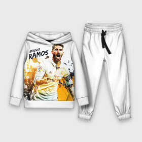 Детский костюм 3D (с толстовкой) с принтом Серхио Рамос в Рязани,  |  | sergio ramos | sr4 | номер 4 | реал мадрид | сборная испании | серхио рамос | футбол | футболист