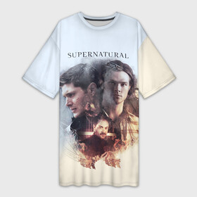 Платье-футболка 3D с принтом Supernatural в Рязани,  |  | castiel | crowley | dean winchester | sam winchester | sn | spn | supernatural | vdzabma | дин винчестер | кастиель | кастиэль | кроули | сверхъестественное | сн | спн | сэм винчестер