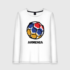 Женский лонгслив хлопок с принтом Armenia Football в Рязани, 100% хлопок |  | armenia | armenya | football | арарат | армения | армяне | армянин | арцах | горы | ереван | кавказ | мяч | народ | саркисян | спорт | ссср | страна | флаг | футбол