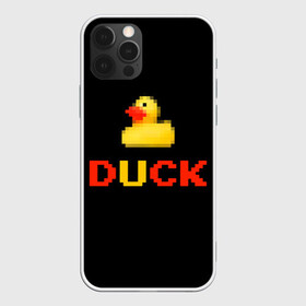 Чехол для iPhone 12 Pro с принтом DUCK в Рязани, силикон | область печати: задняя сторона чехла, без боковых панелей | денди | матное слово | пиксели | прикольная надпись | резиновая уточка