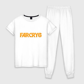 Женская пижама хлопок с принтом FC6 Logo в Рязани, 100% хлопок | брюки и футболка прямого кроя, без карманов, на брюках мягкая резинка на поясе и по низу штанин | far cry | fc6 | gamer | games | ubisoft | фар край | яра