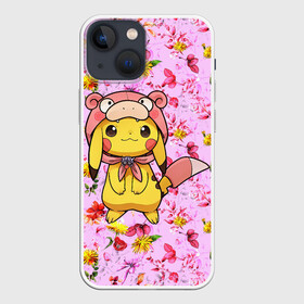 Чехол для iPhone 13 mini с принтом Пикачу в цветочках в Рязани,  |  | anime | picachu | pikachu | аниме | милый | пика | пикачу | покебол | покемон