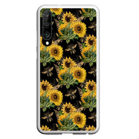 Чехол для Honor P30 с принтом Fashion Sunflowers and bees в Рязани, Силикон | Область печати: задняя сторона чехла, без боковых панелей | black | fashion | flowers | flowers lovers | sunflower | sunflowers | букет подсолнухов | весенние подсолнухи | жёлтые подсолнухи | летние подсолнухи | летние цветы | насекомые | подсолнечник | подсолнухи