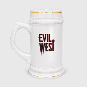 Кружка пивная с принтом Evil West в Рязани,  керамика (Материал выдерживает высокую температуру, стоит избегать резкого перепада температур) |  объем 630 мл | flying wild | focus home | gamer | games | дикий запад