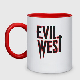 Кружка двухцветная с принтом Evil West в Рязани, керамика | объем — 330 мл, диаметр — 80 мм. Цветная ручка и кайма сверху, в некоторых цветах — вся внутренняя часть | Тематика изображения на принте: flying wild | focus home | gamer | games | дикий запад