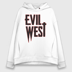 Женское худи Oversize хлопок с принтом Evil West в Рязани, френч-терри — 70% хлопок, 30% полиэстер. Мягкий теплый начес внутри —100% хлопок | боковые карманы, эластичные манжеты и нижняя кромка, капюшон на магнитной кнопке | Тематика изображения на принте: flying wild | focus home | gamer | games | дикий запад