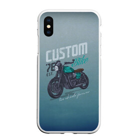 Чехол для iPhone XS Max матовый с принтом Custom Bike в Рязани, Силикон | Область печати: задняя сторона чехла, без боковых панелей | Тематика изображения на принте: bike | custom | байк | байкер | кастом | мото | мотокросс | мотоцикл | скорость