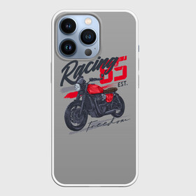 Чехол для iPhone 13 Pro с принтом Racing 85 в Рязани,  |  | Тематика изображения на принте: bike | custom | байк | байкер | кастом | мото | мотокросс | мотоцикл | скорость