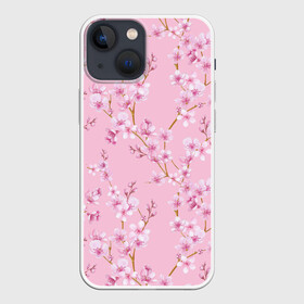 Чехол для iPhone 13 mini с принтом Цветущая розовая вишня в Рязани,  |  | cherry blossom | sakura | азия | весна | ветки | вишня | для девушки | женский | милый | нежный | природа | розовый | сакура | цветение | цветочный принт | цветущая вишня | цветущие ветки | цветущий миндаль