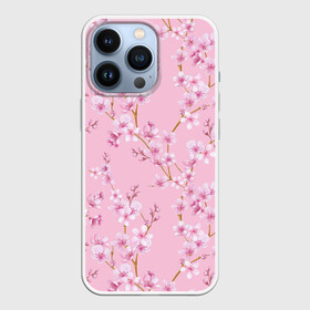 Чехол для iPhone 13 Pro с принтом Цветущая розовая вишня в Рязани,  |  | cherry blossom | sakura | азия | весна | ветки | вишня | для девушки | женский | милый | нежный | природа | розовый | сакура | цветение | цветочный принт | цветущая вишня | цветущие ветки | цветущий миндаль