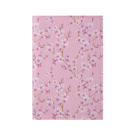 Обложка для паспорта матовая кожа с принтом Цветущая розовая вишня в Рязани, натуральная матовая кожа | размер 19,3 х 13,7 см; прозрачные пластиковые крепления | cherry blossom | sakura | азия | весна | ветки | вишня | для девушки | женский | милый | нежный | природа | розовый | сакура | цветение | цветочный принт | цветущая вишня | цветущие ветки | цветущий миндаль