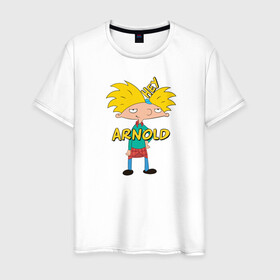 Мужская футболка хлопок с принтом Hey Arnold! в Рязани, 100% хлопок | прямой крой, круглый вырез горловины, длина до линии бедер, слегка спущенное плечо. | Тематика изображения на принте: arnold | hey | hey arnold | арнольд | эй арнольд