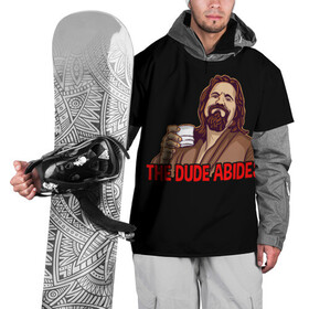 Накидка на куртку 3D с принтом The Dude Abides (Lebowski) в Рязани, 100% полиэстер |  | abide | big | dude | jeff | lebowski | the | большой | лебовски | фильм | чувак