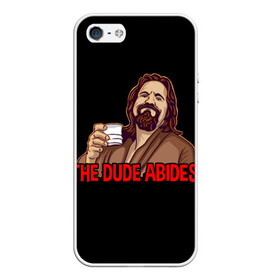 Чехол для iPhone 5/5S матовый с принтом The Dude Abides (Lebowski) в Рязани, Силикон | Область печати: задняя сторона чехла, без боковых панелей | abide | big | dude | jeff | lebowski | the | большой | лебовски | фильм | чувак