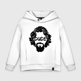 Детское худи Oversize хлопок с принтом Dude | Чувак в Рязани, френч-терри — 70% хлопок, 30% полиэстер. Мягкий теплый начес внутри —100% хлопок | боковые карманы, эластичные манжеты и нижняя кромка, капюшон на магнитной кнопке | abide | big | dude | jeff | lebowski | the | большой | лебовски | фильм | чувак