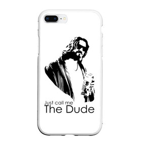 Чехол для iPhone 7Plus/8 Plus матовый с принтом Just call me the Dude в Рязани, Силикон | Область печати: задняя сторона чехла, без боковых панелей | Тематика изображения на принте: dude | jeff bridges | just call me the dude | the big lebowski | большой лебовский | джефф бриджес | просто зови меня | фильм | чувак