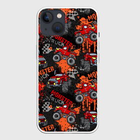 Чехол для iPhone 13 с принтом MONSTER TRUCK RED в Рязани,  |  | 4x4 | hummer | monster | truck | гонка | гонщик | грузовики | джип | джипы | кольцевые гонки | хаммер