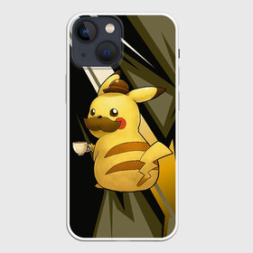 Чехол для iPhone 13 mini с принтом Пикачу детектив в Рязани,  |  | anime | picachu | pikachu | аниме | милый | пика | пикачу | покебол | покемон