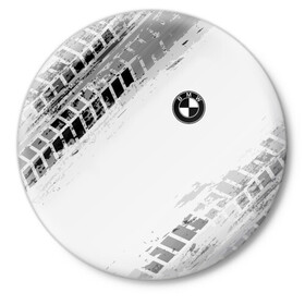 Значок с принтом BMW ПРОТЕКТОР ШИН в Рязани,  металл | круглая форма, металлическая застежка в виде булавки | bmw | tegunvteg | авто | автомобиль | бмв | логотип | марка | машина | модель | протектор | следы | шины