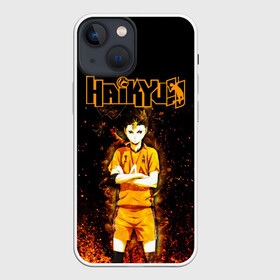 Чехол для iPhone 13 mini с принтом ВОЛЕЙБОЛ Нишиноя в огне в Рязани,  |  | 4 номер | haikyu | haikyuu | karasuno | yu nishinoya | аниме | божественный хранитель карасуно | волейбол | волейбольный клуб | вороны | карасуно | манга | ноя сан | пламя | средняя школа | хаику | хаикую | чидорияма | ю