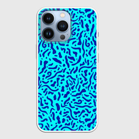 Чехол для iPhone 13 Pro с принтом Неоновые синие узоры в Рязани,  |  | abstract | blue | neon | sea | абстракционизм | абстракция | африканские | вода | волны | голубые узоры | камуфляж | лагуна | линии | мелкий узор | мемфис | море | морское | неоновый | орнамент | пятна | пятнистый