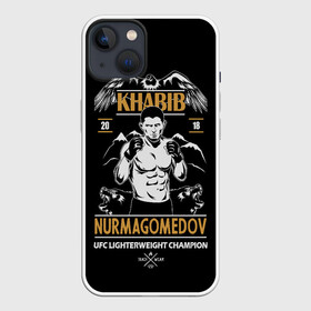 Чехол для iPhone 13 с принтом Хабиб Нурмагомедов в Рязани,  |  | art | champion | dogs | drawing | eagle | fighter | khabib | khabib nurmagomedov | mountains | ufc | арт | боец | горы | орел | рисунок | собаки | хабиб | хабиб нурмагомедов | чемпион